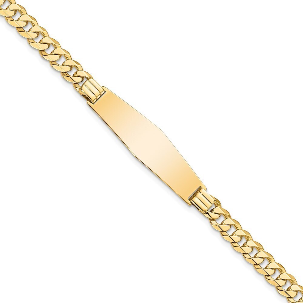 Kazi Luxury 14K Curb Link Soft Diamond Shape ID Bracelet